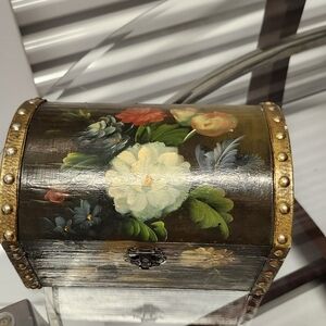 Hand-Painted Floral Wooden Chest